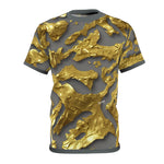 Gold Paint Unisex T-Shirt All Over Print Tee Grey and Gold Print T-Shirt | X3339B