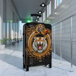 Decorative Tiger Suitcase Gold Frame Tiger Print Luggage Carry-on Suitcase Premium Hard Shell Suitcase | X3428