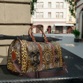 Upgrade Your Style N Buy Trendy Leopard Print Faux Leather Bag Animal Print Luggage Brown Travel Bag