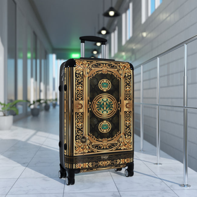Gold Filigree Suitcase Golden Baroque Luggage Carry-on Suitcase Royal Hard Shell Suitcase in 3 Sizes | D20175