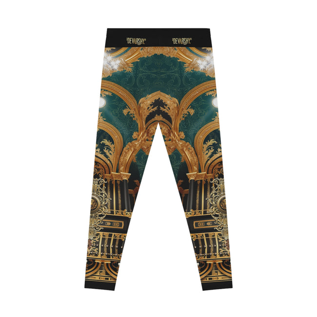 Emerald Green Leggings Women Decorative Baroque Leggings Casual Wear Women Spandex Leggings | D20225