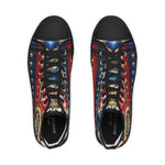 US Veteran Shoes, Trendy High Top Sneakers, American Patriot Shoes, Unisex Canvas Shoes, Blue and Red Sneakers, High Tops Shoes | D20154