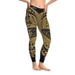 Baroque Leggings Decorative Gold Leggings Spandex Women Leggings Casual Wear Leggings Women Lounge Wear | X3454