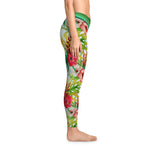 Floral Print Leggings Women Spandex Leggings Casual Wear Hibiscus Florals Leggings Best Gift Women Lounge Wear | 100865