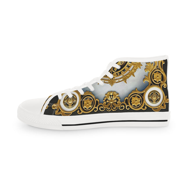 Majestic Baroque Shoes, Unisex High Top Sneakers, Decorative Canvas Shoes, Golden Baroque Sneakers, Trendy Unisex Shoes, Best Selling Sneakers | D20193