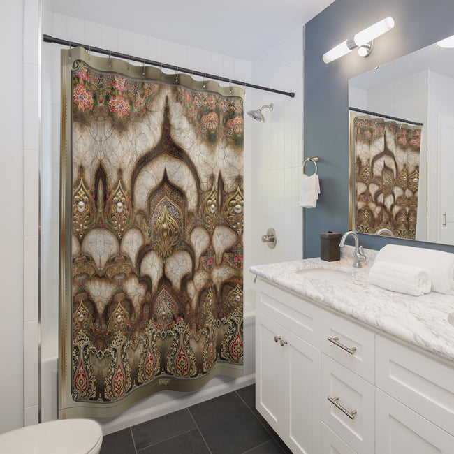 Sultan Embrace Shower Curtain Arabic Art Curtain For Bathroom | D20196