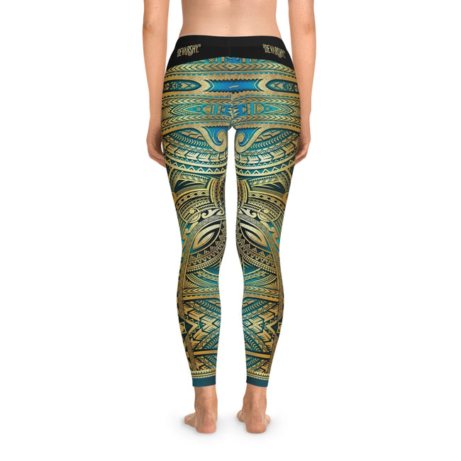 Turquoise Leggings Polynesian Art Leggings Women Sports Wear Spandex Leggings Women Aqua Lounge Wear | 100530