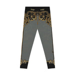 Grey Baroque Leggings Women Decorative Golden Leggings Casual Wear Spandex Leggings Best Gift Women Lounge Wear | 104922B