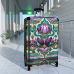 Pink Lotus Suitcase Carry-on Suitcase Floral Travel Luggage Turquoise Hard Shell Suitcase in 3 Sizes - D20159