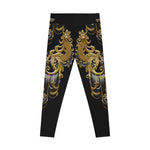 Baroque Panther Leggings Decorative Golden Leggings Spandex Women Leggings Black Panther Printed Leggings Women Casual Wear  | X3449