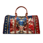 Express Your Love for USA with Faux Leather Bag Travel Bag Red And Blue Luggage Duffle Bag | D20154