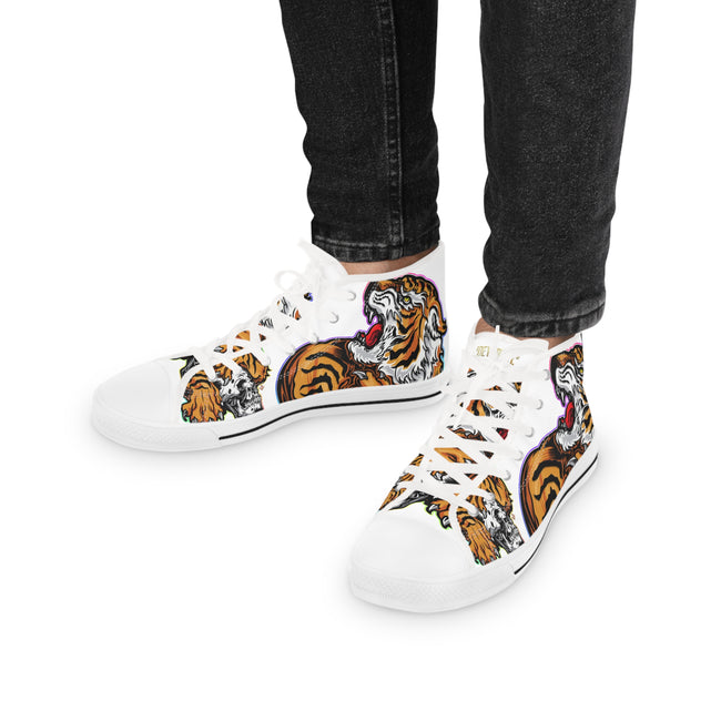 Baroque Tiger Shoes, Trendy High Top Sneakers, Unisex Canvas Shoes, Animal Print  Sneakers, Tiger Print Shoes, Hi Tops Canvas Shoes, Tiger Sneakers