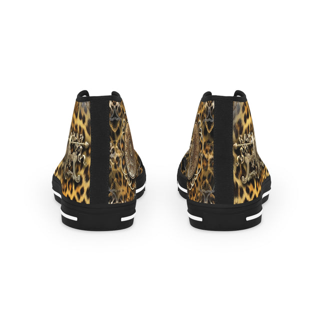 Leopard Print Shoes, Trendy High Top Sneakers, Animal Print Shoes, Unisex Canvas Shoes, Leopard Print Sneakers, Unisex Hi Tops Canvas Shoes | 006