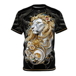 Royal Lion Black T-Shirt Unisex All Over Print Tee Baroque Lion Unisex T-Shirt  | D30001