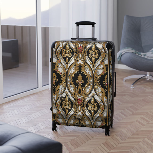 Golden Ogee Suitcase Ornate Baroque Travel Luggage Carry-on Suitcase Premium Hard Shell Suitcase | D20222