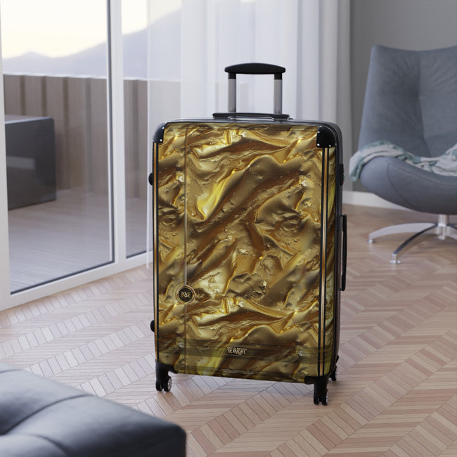 Luxury Gold Suitcase Crumpled Gold Luggage Carry-on Suitcase Premium Hard Shell Suitcase | X3350