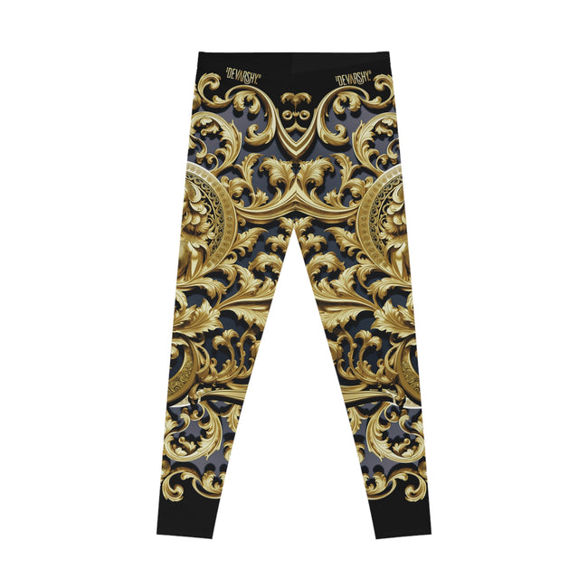 Baroque Angel Leggings Women Spandex Leggings Casual Wear Decorative Golden Leggings Women Lounge Wear | X3451