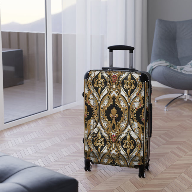 Golden Ogee Suitcase Ornate Baroque Travel Luggage Carry-on Suitcase Premium Hard Shell Suitcase | D20222