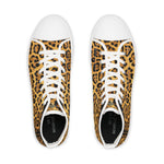 Leopard Print Shoes, Trendy High Top Sneakers, Animal Print Shoes, Fashionable Canvas Shoes, Unisex Sneakers, Leopard Print Shoes | 100167