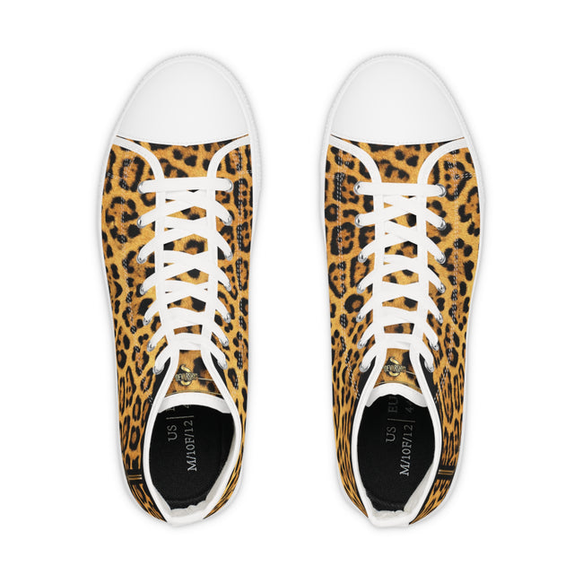 Leopard Print Shoes, Trendy High Top Sneakers, Animal Print Shoes, Fashionable Canvas Shoes, Unisex Sneakers, Leopard Print Shoes | 100167