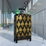 Geometric Pattern Suitcase Black and Gold Luggage Luxury Carry-on Suitcase Premium Hard Shell Suitcase | X3348B