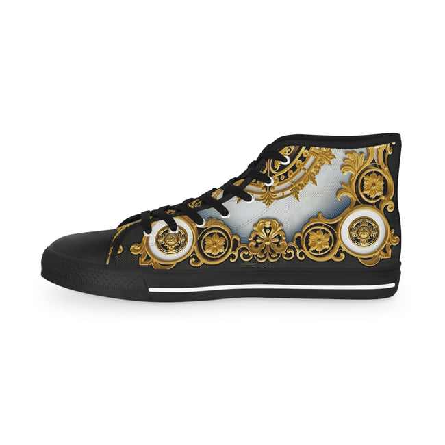 Majestic Baroque Shoes, Unisex High Top Sneakers, Decorative Canvas Shoes, Golden Baroque Sneakers, Trendy Unisex Shoes, Best Selling Sneakers | D20193