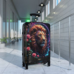 Lion Print Suitcase Majestic Lion Luggage Floral Print Carry-on Suitcase Premium Hard Shell Suitcase | D20231