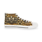 Leopard Print Shoes, Trendy High Top Sneakers, Animal Print Shoes, Unisex Canvas Shoes, Leopard Print Sneakers, Unisex Hi Tops Canvas Shoes | 006