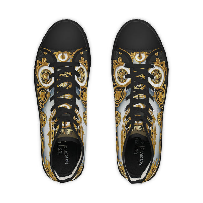 Majestic Baroque Shoes, Unisex High Top Sneakers, Decorative Canvas Shoes, Golden Baroque Sneakers, Trendy Unisex Shoes, Best Selling Sneakers | D20193