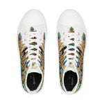 Peacock Print Shoes, High Top Sneakers, Unisex Canvas Shoes, Fashionable Sneakers, Trendy Canvas Shoes, Peacock Feathers Sneakers | X3456