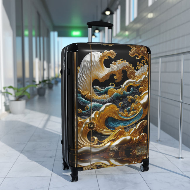 Golden Waves Suitcase Decorative Travel Luggage Carry-on Suitcase Premium Hard Shell Suitcase on Wheels | X3351A