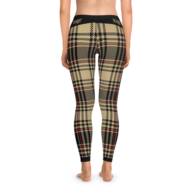 Brown Tartan Plaid Leggings Women Spandex Leggings Casual Wear Leggings Brown Check Leggings Women Lounge Wear