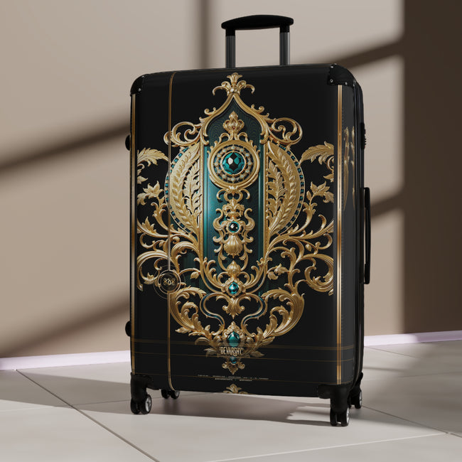 Intricate Baroque Suitcase Golden Medallion Luggage Luxury Carry-on Suitcase Premium Hard Shell Suitcase | X3423