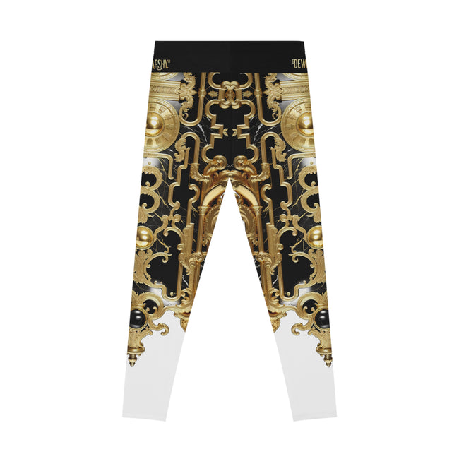 Roman Baroque Leggings Women Ornate Leggings Spandex Casual Wear Leggings Black n White Leggings | X3451