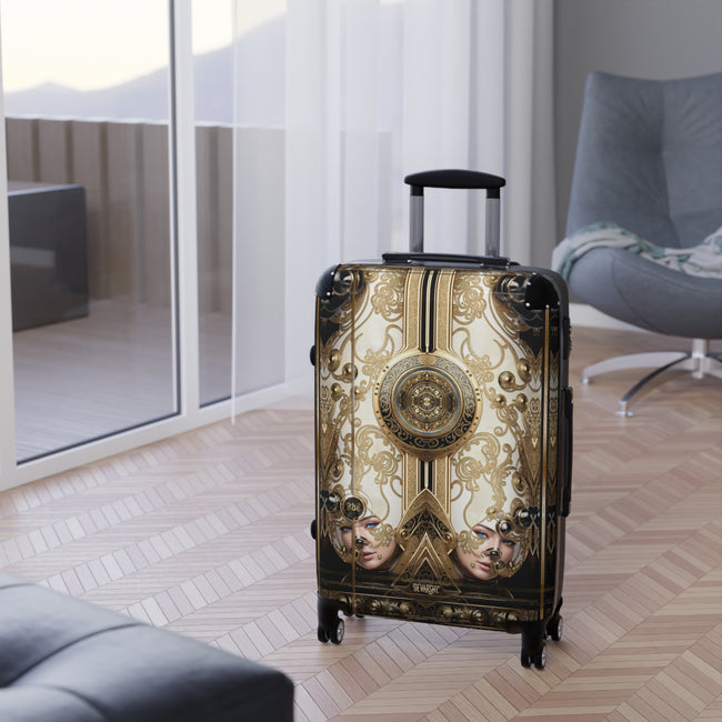 Decorative Gold Suitcase Baroque Travel Luggage Ornate Carry-on Suitcase Premium Hard Shell Suitcase with Wheels | D20206