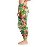 Floral Print Leggings Women Spandex Leggings Casual Wear Hibiscus Florals Leggings Best Gift Women Lounge Wear | 100865