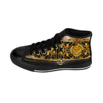 Baroque Lion Shoes, Men High-top Sneakers, Black Canvas Shoes, Golden Lion Sneakers, Baroque High Top Shoes, Best Selling Shoes | D20332