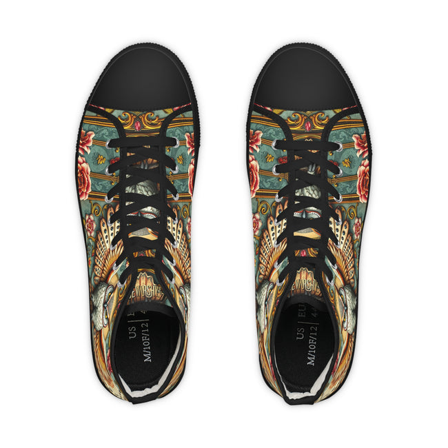 Owl Florals Shoes, Unisex High Top Sneakers, Trendy Canvas Shoes, Owl Print Footwear, Unisex Canvas Shoes, Owl Florals Sneakers, High Top Shoes | X3496