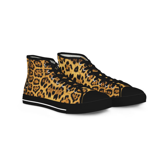 Leopard Print Shoes, Trendy High Top Sneakers, Animal Print Shoes, Fashionable Canvas Shoes, Unisex Sneakers, Leopard Print Shoes | 100167