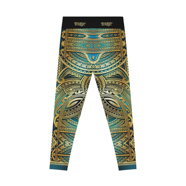 Turquoise Leggings Polynesian Art Leggings Women Sports Wear Spandex Leggings Women Aqua Lounge Wear | 100530