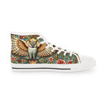 Owl Florals Shoes, Unisex High Top Sneakers, Trendy Canvas Shoes, Owl Print Footwear, Unisex Canvas Shoes, Owl Florals Sneakers, High Top Shoes | X3496