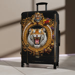 Decorative Tiger Suitcase Gold Frame Tiger Print Luggage Carry-on Suitcase Premium Hard Shell Suitcase | X3428