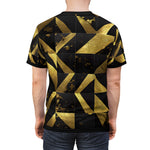 Gold Tiles T-Shirt Unisex All Over Print Tee Black and Gold Unisex T-Shirt Gold Print Tee | X3341