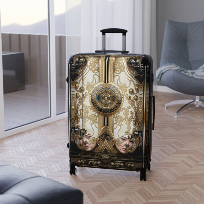 Decorative Gold Suitcase Baroque Travel Luggage Ornate Carry-on Suitcase Premium Hard Shell Suitcase with Wheels | D20206