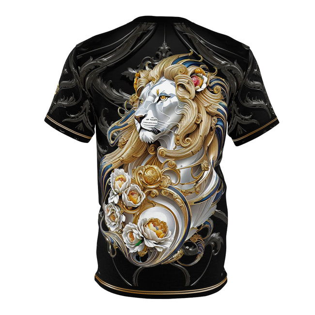 Royal Lion Black T-Shirt Unisex All Over Print Tee Baroque Lion Unisex T-Shirt  | D30001