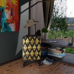 Geometric Pattern Suitcase Black and Gold Print Luggage Carry-on Suitcase Gold Pattern Luxury Hard Shell Suitcase | X3348B