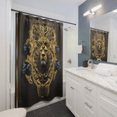 Majestic Lion Shower Curtain Golden Lion Curtain Baroque Bathroom Curtain | D20148