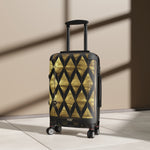 Geometric Pattern Suitcase Black and Gold Print Luggage Carry-on Suitcase Gold Pattern Luxury Hard Shell Suitcase | X3348B