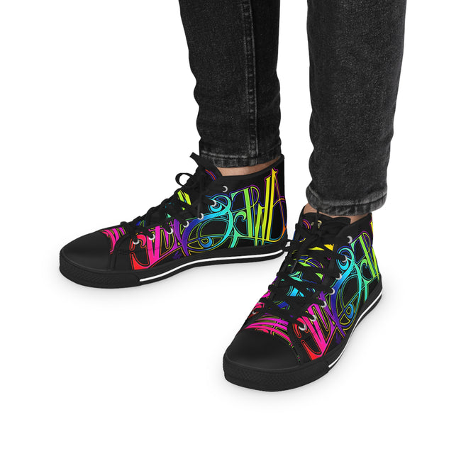 Awesome Graffiti Shoes, Unisex High Top Sneakers, Printed Canvas Shoes, Cool Colorful Shoes, Unisex Sneakers, Rainbow Colors Shoes