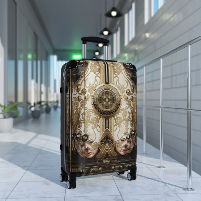 Decorative Gold Suitcase Baroque Travel Luggage Ornate Carry-on Suitcase Premium Hard Shell Suitcase with Wheels | D20206